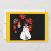 Christmas Wedding Couple With Wreath In Pink Gold Holiday Card (Back)