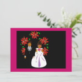 Christmas Wedding Couple With Wreath In Pink Gold Holiday Card (Standing Front)