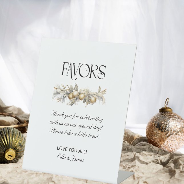 Christmas Wedding Gold Garland Favour Table Sign (Favor Table Sign from the Holly Bells Wedding Collection by Darling & May)