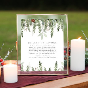 Christmas Wedding In Lieu Of Favours Tabletop Sign