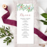 Christmas Wedding Menus Watercolor Greenery<br><div class="desc">Set a festive tone at your celebration with this elegant Christmas wedding menu, featuring watercolor botanical greenery and delicate red berries—perfect for winter weddings, engagement party dinners, or rehearsal dinner gatherings. This stylish design adds charm and warmth to your table decor for Christmas. Easily customise the template fields to include...</div>