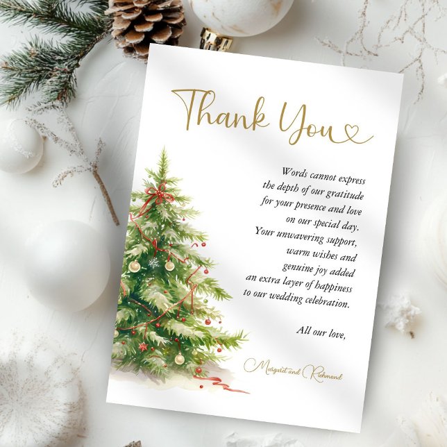 Christmas Wedding Modern Elegant Thank You Card (Creator Uploaded)