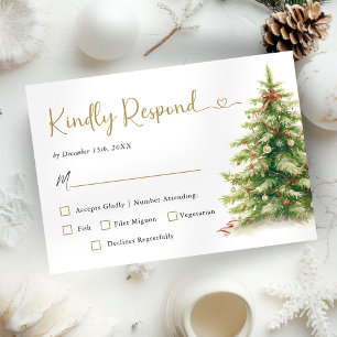 Christmas Wedding Modern Elegant Wedding RSVP Card