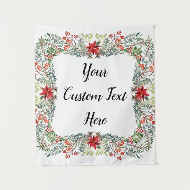 Christmas Wedding Reception Backdrop Photo Booth Tapestry (Front)