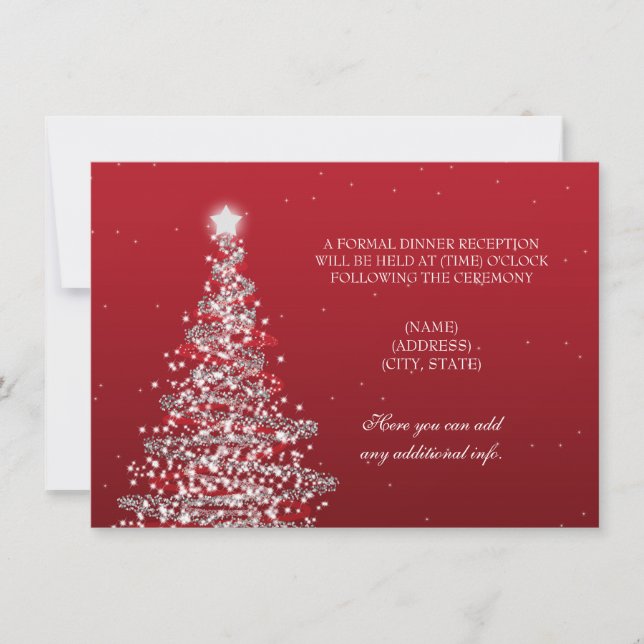 Christmas Wedding Reception Red Silver Invitation (Front)