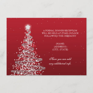 Christmas Wedding Reception Red Silver Invitation