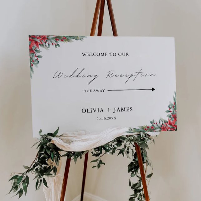 Christmas Wedding Reception Welcome Sign (Christmas Wedding Reception Welcome Sign)