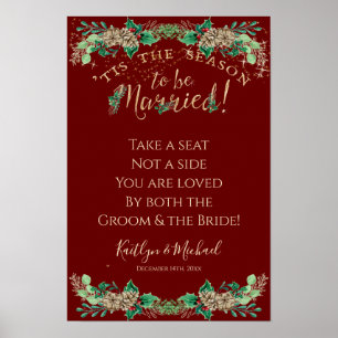 Christmas Wedding Red Gold Foliage Seat not Side Poster