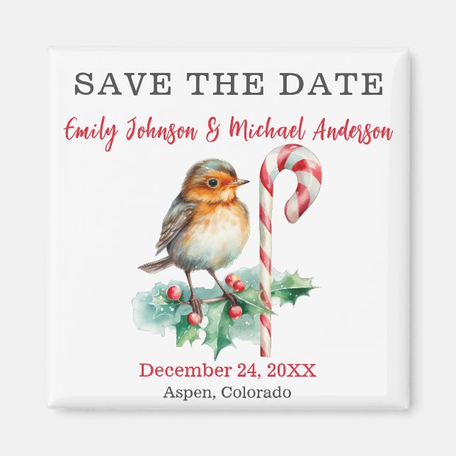 Christmas Wedding Save The Date  Magnet (Front)