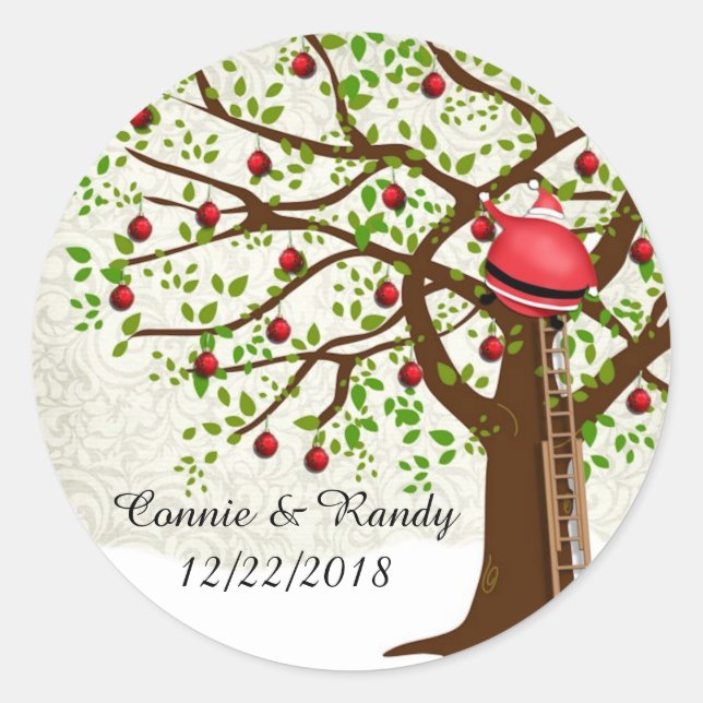 Christmas Wedding Sticker Monogram Santa (Front)