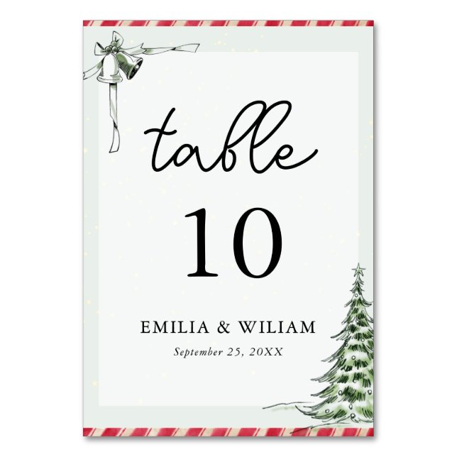 Christmas Wedding Table Number (Front)
