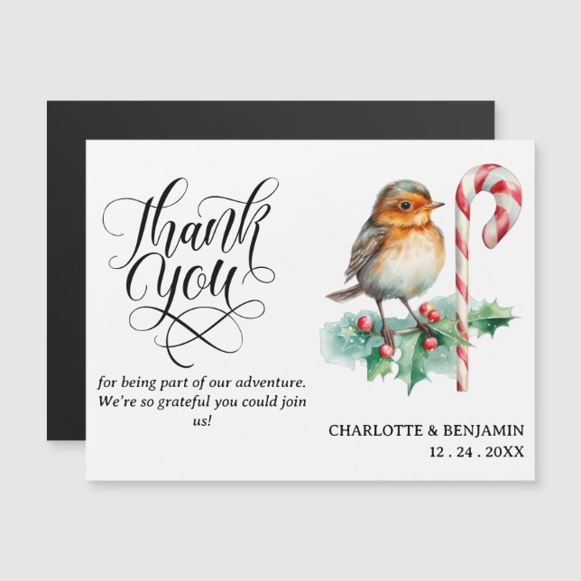 Christmas Wedding Thank You Magnetic Card (Front/Back)