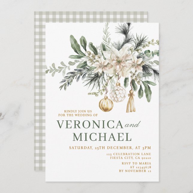 Christmas Wedding Tis the Season to Be Married Invitation (Front/Back)