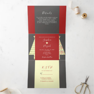 Christmas Wedding Tri-Fold Invitation