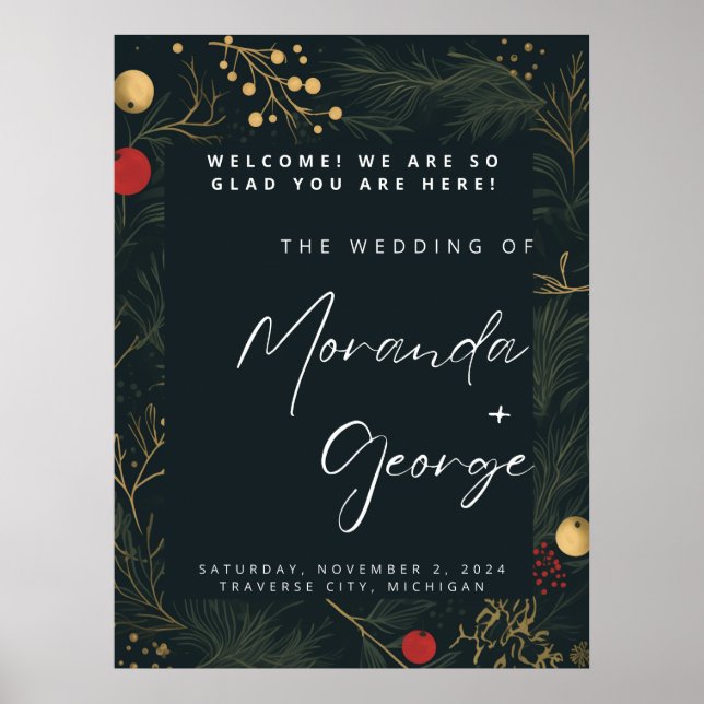 Christmas Wedding Welcome Sign (Front)