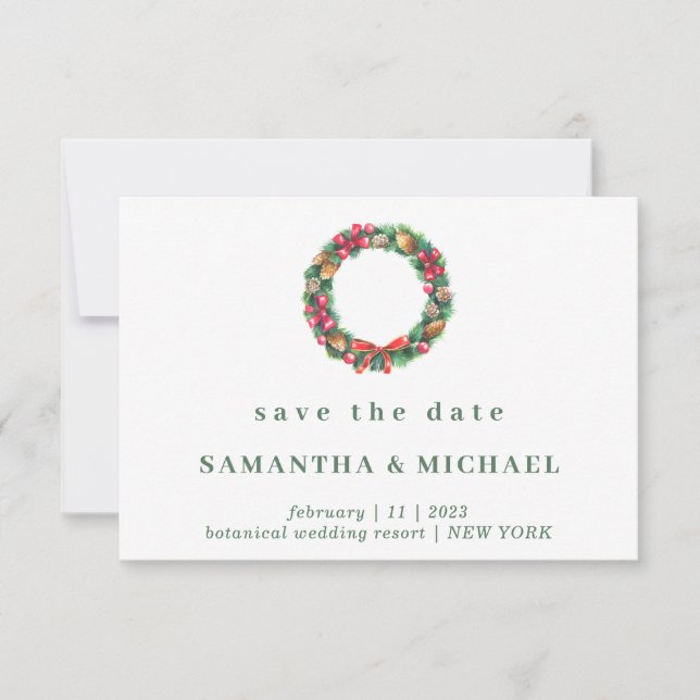 Christmas Wedding Winter ornament Forest Save Date Invitation (Front)