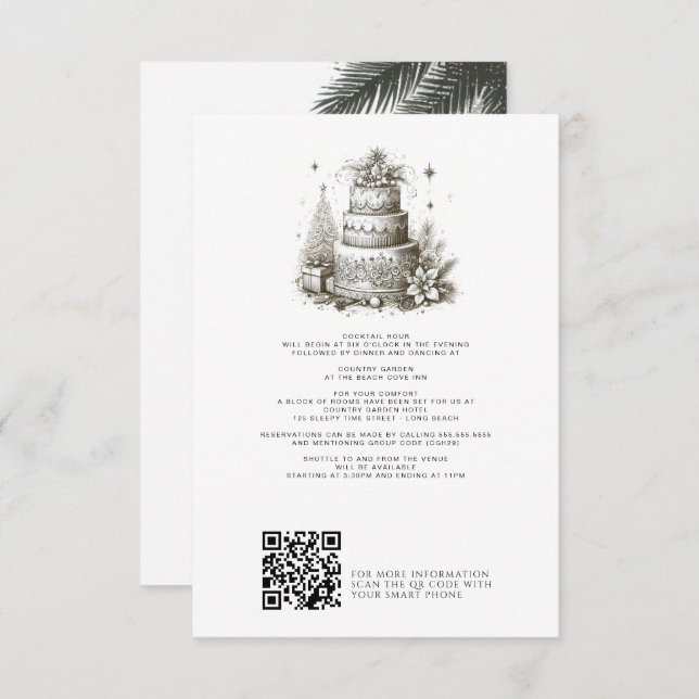 Christmas Wedding with Details and QR Enclosure Card (Front/Back)