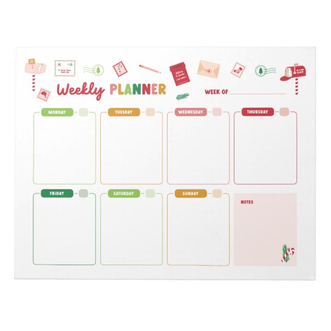 Christmas Weekly Planner Holiday Notepad (Front)