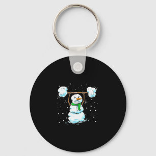 Christmas Weightlifting Snowman Shirt Funny Snowma Key Ring