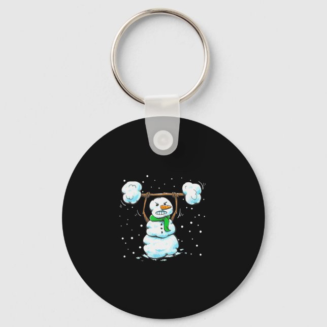 Christmas Weightlifting Snowman Shirt Funny Snowma Key Ring (Front)