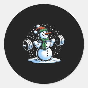 Christmas Weightlifting Snowman Winter Snowflake G Classic Round Sticker
