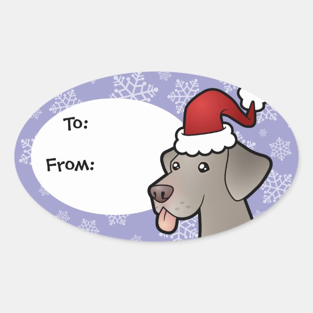 Christmas Weimaraner Oval Sticker (Front)