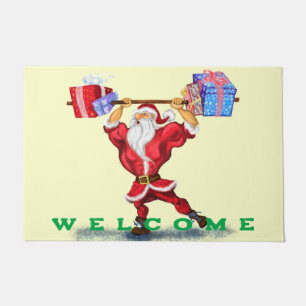 Christmas Welcome Doormat Santa Claus with Gifts