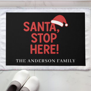 Christmas welcome quote Santa stop here Doormat