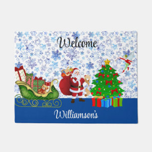 Christmas Welcome Santa Is Making His List Doormat
