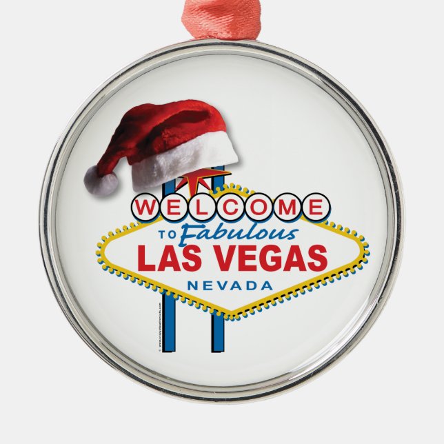 Christmas Welcome to Las Vegas Sign Metal Tree Decoration (Front)