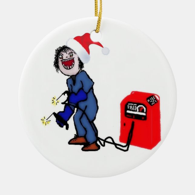 Christmas Welder Ceramic Tree Decoration (Front)