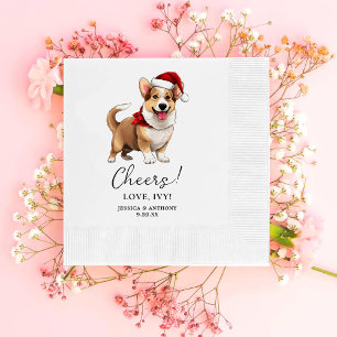 Christmas Welsh Corgi Dog Personalised Cheers Napkin