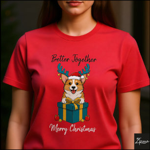 Christmas Welsh Corgi Gift Graphic Reindeer Tri-Blend Shirt