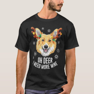 Christmas Welsh Corgi With Deer Antlers For Women T-Shirt