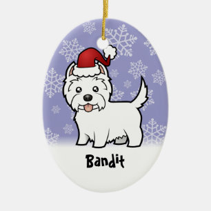 Christmas West Highland White Terrier (add name) Ceramic Tree Decoration