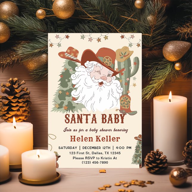 Christmas Western Santa Baby Shower Invitation (Creator Uploaded)