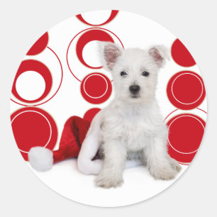 Christmas Westie Circles Stickers