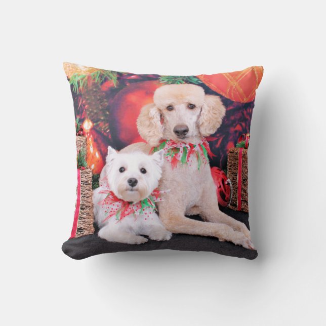 Christmas - Westie JoHannah - Poodle Winston Cushion (Front)