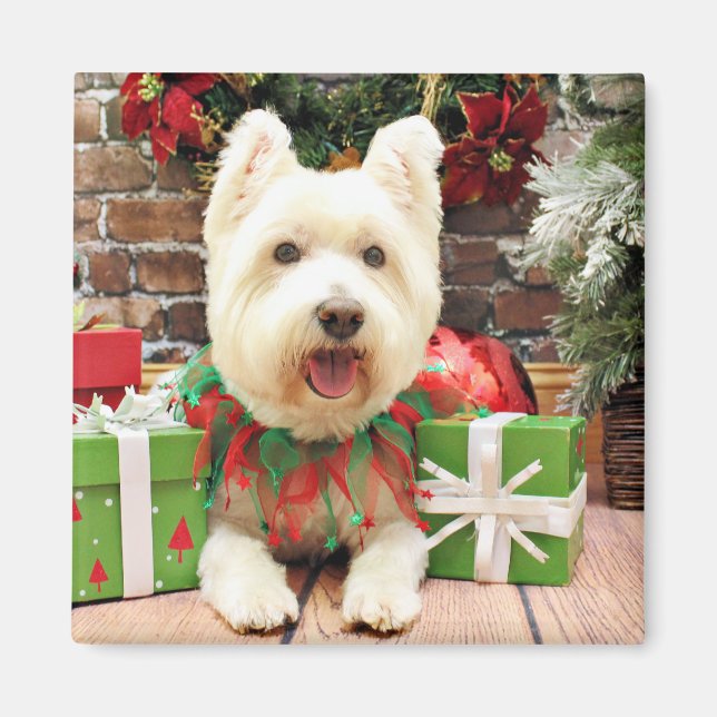 Christmas - Westie - Lucky Magnet (Front)