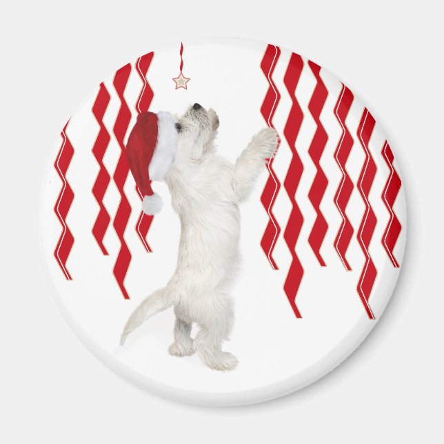 Christmas Westie Zigzags Magnet (Front)
