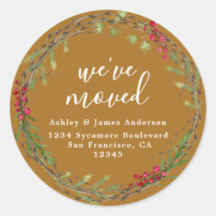 Christmas We've Moved Address Classic Round Sticker