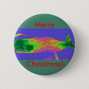 Christmas whale red/green button