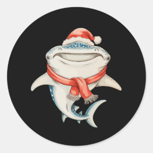Christmas Whale Shark Santa Hat Xmas Holiday Classic Round Sticker
