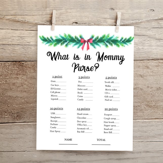 Christmas What is in Mummy Purse Baby Shower Game  (Creator Uploaded)