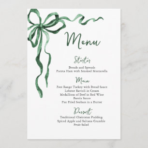 Christmas Whimsical Funky Green Bow Dinner Party Menu