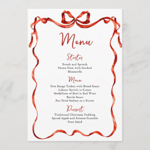 Christmas Whimsical Funky Red Bow Dinner Party Menu