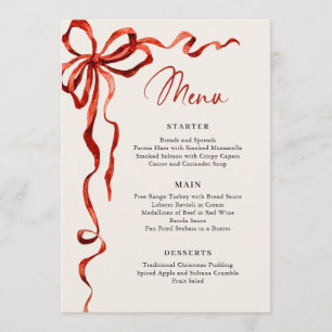 Christmas Whimsical Funky Red Bow Dinner Party Menu
