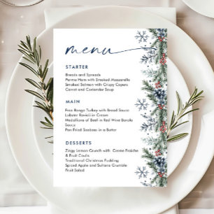 Christmas Whimsical Red Bow Wreath Dinner Party Menu