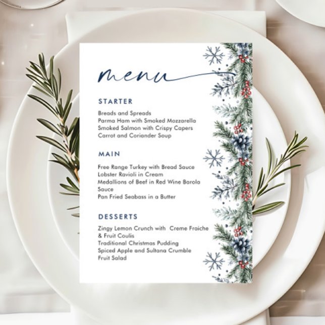 Christmas Whimsical Red Bow Wreath Dinner Party Menu (Creator Uploaded)