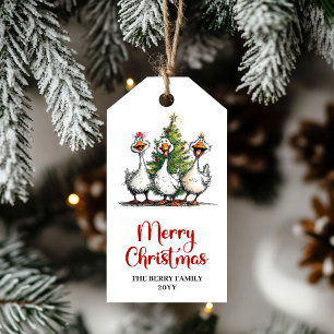 Christmas Whimsical Silly Geese Humour Gift Tags